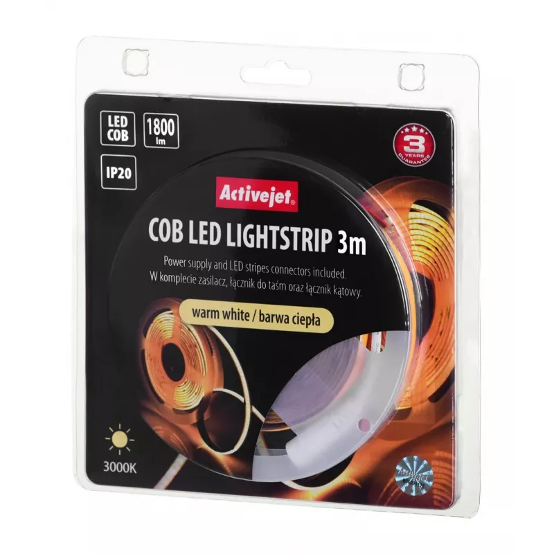 Activejet AJE-COB 3m ciep LED-Streifen Universal-LED-Streifen Innenbereich