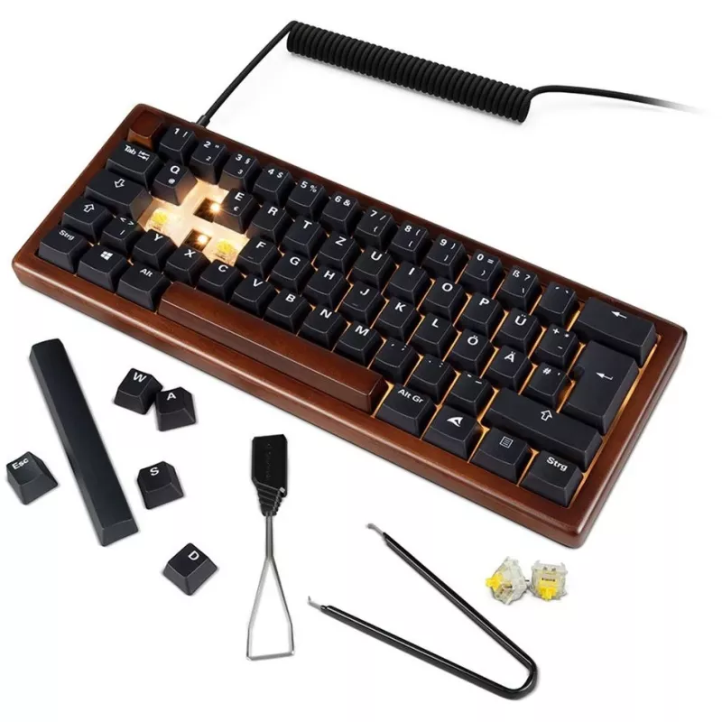 Sharkoon 100068100 Tastatur Office USB QWERTZ Deutsch Holz 61 Tasten RGB LED