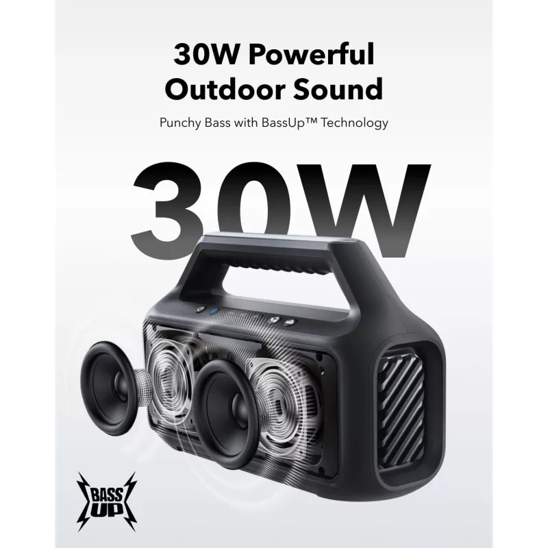 Stereolautsprecher tragbar Anker Soundcore Boom 2 SE — 2.0 Kanäle, 30 W RMS, kabellos, schwarz