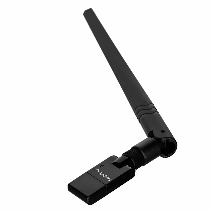 USB-WLAN-Adapter LANBERG NC-0300-WIE, USB 2.0, zwei externe Antennen 5 dBi, WLAN 300 Mbit/s, Ethernet/WLAN, schwarz