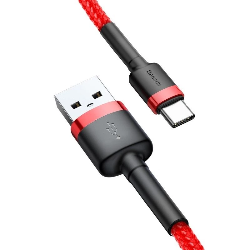 USB-2.0-A-auf-USB-C-Kabel Baseus CATKLF-B09 1m QC3.0 Nylongeflecht rot, Schnellladung und Datensynchronisation