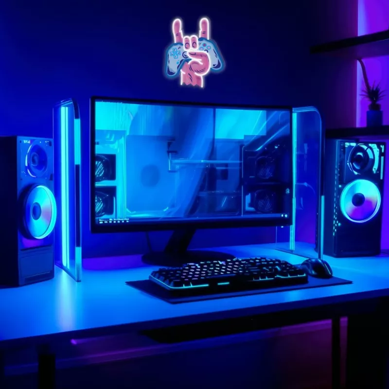 Neon Lights MANTA SNL109MT Hand mit Gamepad Neonschild, dekorative LED-Beleuchtung für Gaming-Setup