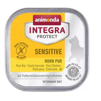 Nassfutter für Katzen Animonda Integra Protect Sensitive Pure Chicken 100 g, getreidefrei, glutenfrei, für ausgewachsene Katzen, Allergieunterstützung
