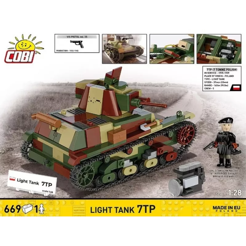 Cobi Bausteine Leichter Panzer 7TP Modell, 669 Teile, COBI-2661