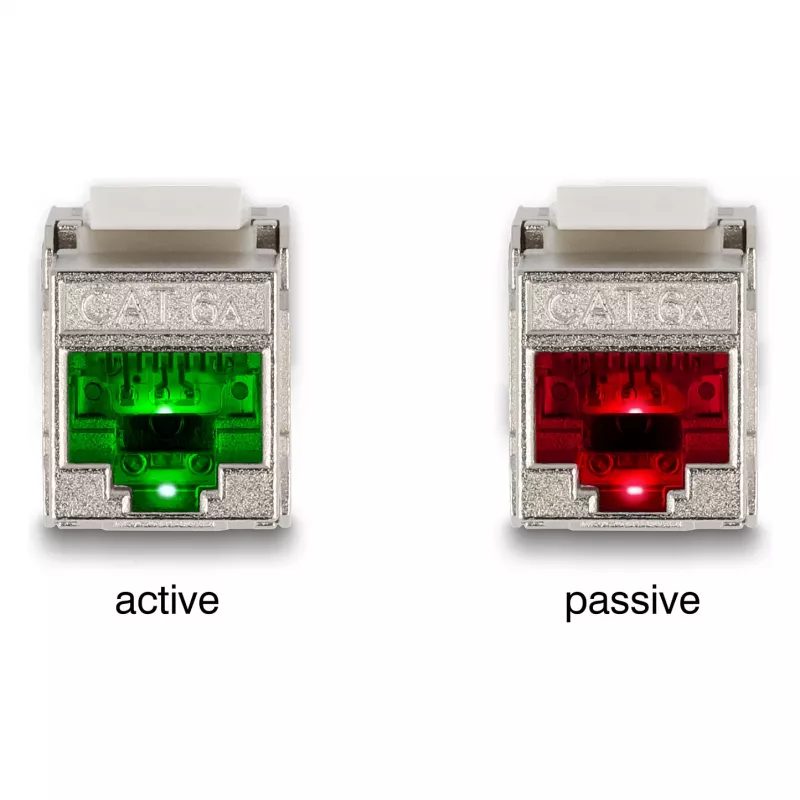 DeLOCK Keystone-Modul RJ45-Buchse auf LSA Kat.6A mit LED Silber-Weiß