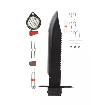 Feststehendes Survival-Messer Mil-Tec Special Forces 15368000 – Edelstahl, Vollerl, 310 mm Gesamtlänge, 185 mm Klinge, schwarz