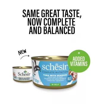 Schesir Oceanic Adult Nassfutter für Katzen mit Thunfisch und Wolfsbarsch in Gelee, 85 g