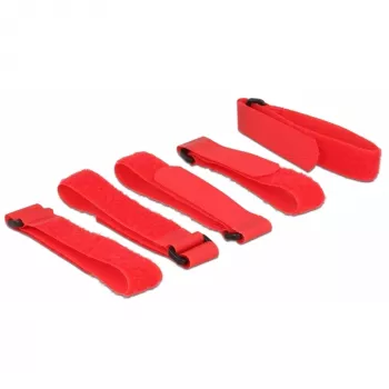 Klettband DeLOCK 18705 Rot 20 mm x 300 mm 5 Stück