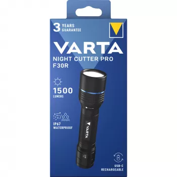 Taschenlampe Varta F30R Aluminium Wiederaufladbare LED, Aluminiumgehäuse, wiederaufladbar