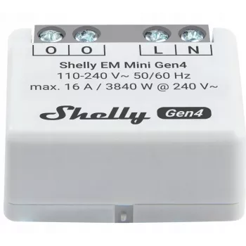 Smart-Relais Shelly Relay EM Mini Gen4 1-Kanal Wi‑Fi Matter Zigbee Bluetooth 8A, 110–240V, Energiezähler