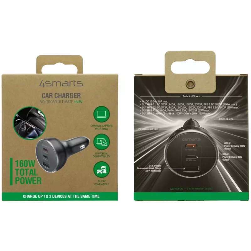 4smarts Fahrzeugladegerät VoltRoad Ultimate 160W schwarz (541224)