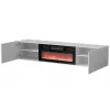 TV-Schrank Cama Meble TULA mit elektrischem Kamin, 1830×350×370 mm, weiße matte Oberseite und Rahmen