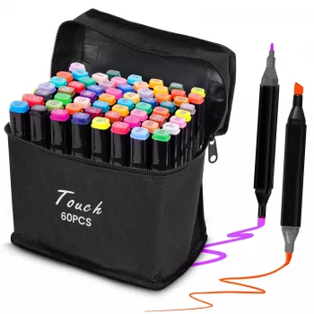 Marker-Set Extralink MARKERY 60SZT — 60 Stück, Pinsel- und Rundspitzen, Farben Schwarz/Coral/Mint/Moka/Sky