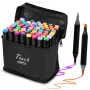 Marker-Set Extralink MARKERY 60SZT — 60 Stück, Pinsel- und Rundspitzen, Farben Schwarz/Coral/Mint/Moka/Sky