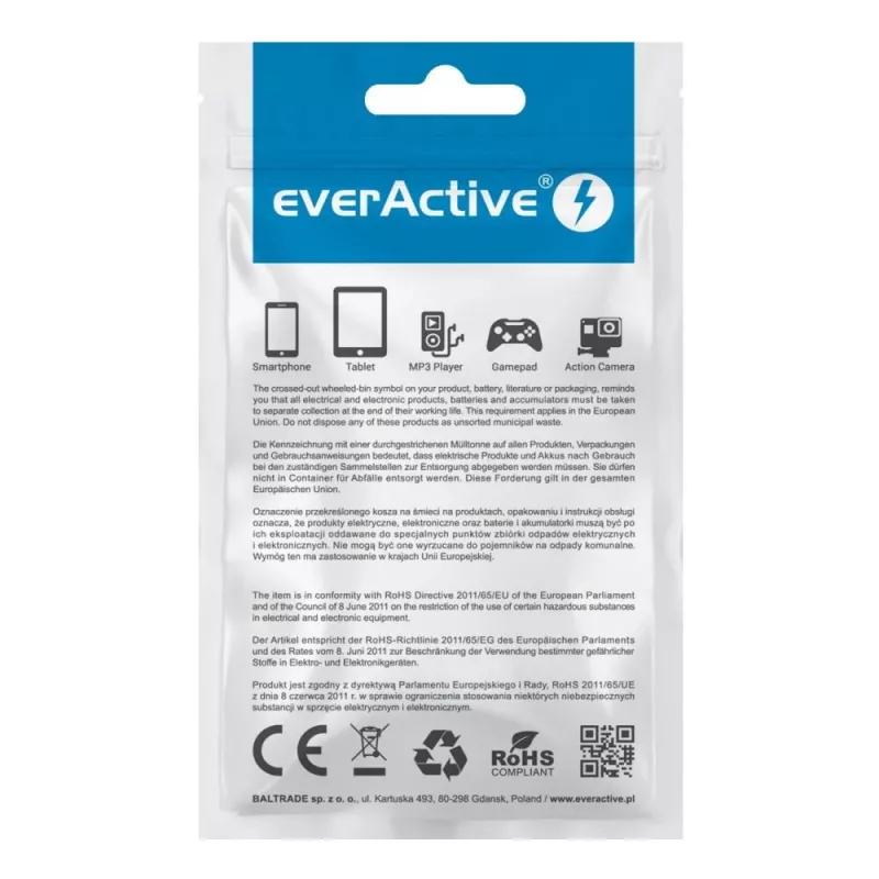 everActive Kabel USB Lightning 1m - Weiß, Silikon, Schnellladung, 2,4A - CBS-1IW