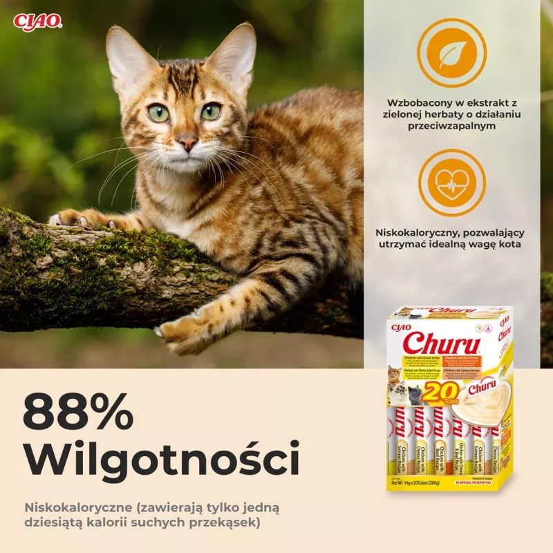 Katzensnacks INABA Churu Sortimentsbox — Huhn und Rind, 20 x 14 g Tuben