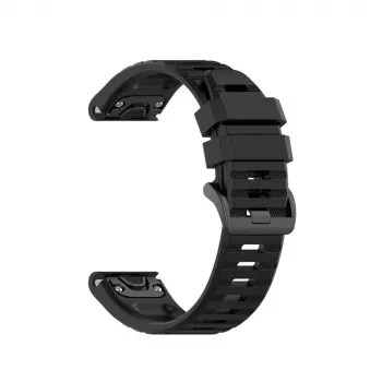 Silikonarmband FIXED für Garmin QuickFit 26mm Schwarz — Ersatz-Uhrenarmband 26 mm
