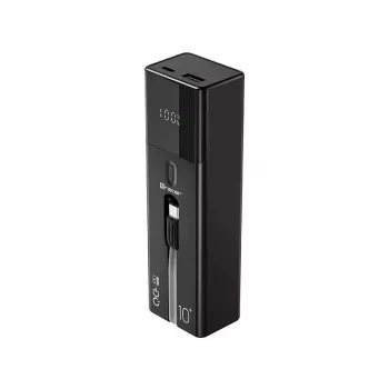 Tragbare Powerbank TRACER Quant 10000 mAh Li-Ion, PD & QC3.0, 3 Anschlüsse (2×USB-C, 1×USB-A), 100W, Schwarz