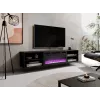 TV-Schrank Cama Meble POLO 180x33x39 cm mit elektrischem Kamin 1400–1600 W, schwarz, 2 Regalböden, Laminat