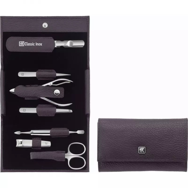 ZWILLING Classic Edelstahl Reise-Maniküreset 97646-008-0, violette Hülle, 7-teilig