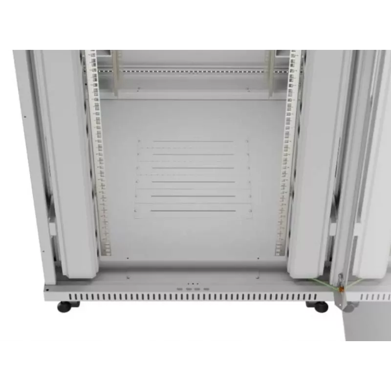 Rack-Schrank LANBERG FF01-8047-12SL 47U 800x1000 mm grau mit vorderen und hinteren Glastüren und Platz für LCD-Panel