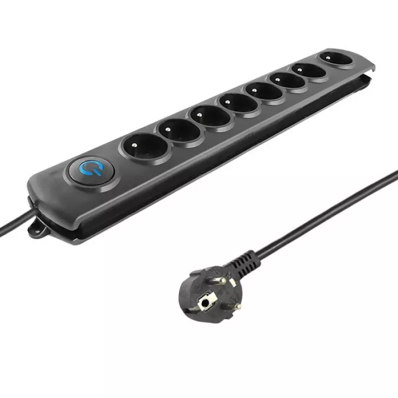 Überspannungsschutz Qoltec 50113 Schwarz 8 AC-Ausgänge 230 V 1,8 m