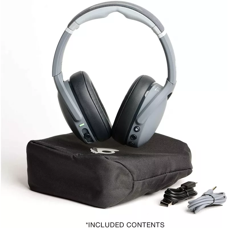 Kopfhörer Skullcandy Crusher Evo — kabelgebunden & Bluetooth, grau, 40 Std. Akku, USB-C, AUX, faltbar