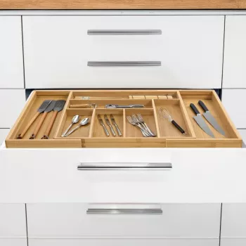 Besteck-Schubladen-Organizer GreenBlue GB379 Bambus-Einsatz mit Fächern, natürliche Oberfläche