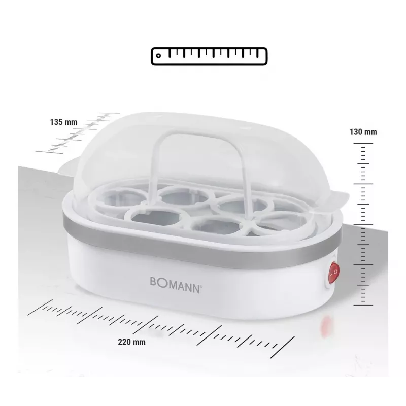 Eierkocher Bomann EK 5022 CB 6 Ei(er) 400 W Silber Transparent Weiß