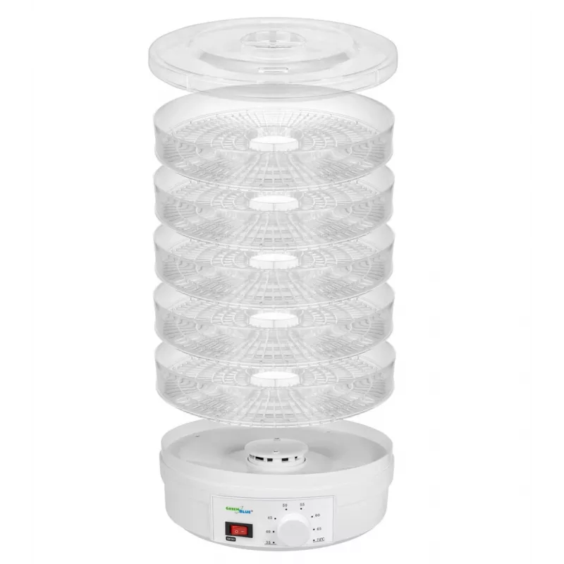Dörrautomat GreenBlue GB190 mit 5 Tabletts, 250 W, einstellbarer Temperatur, 32 cm Tablettdurchmesser