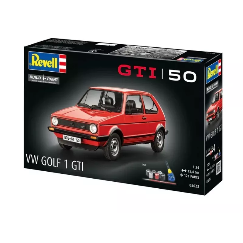 Kunststoff-Modellauto REVELL VW Golf1 GTI 50 Jahre Maßstab 1:24