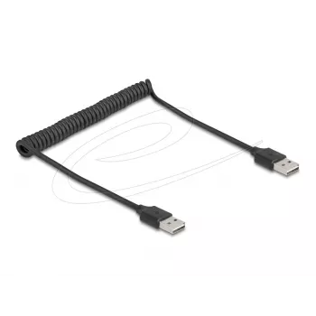 Spiralkabel DeLOCK EASY-USB 2.0 Typ-A Stecker auf Typ-A Stecker 0,5 m bis 0,8 m schwarz