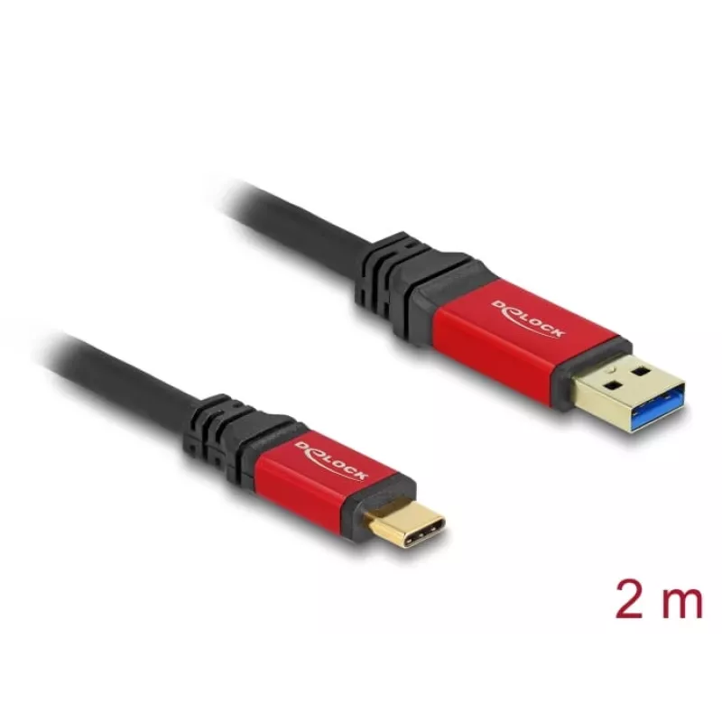 USB-Kabel DeLOCK 80618 10 Gbit/s Typ-A auf Typ-C 2m Rot Metall