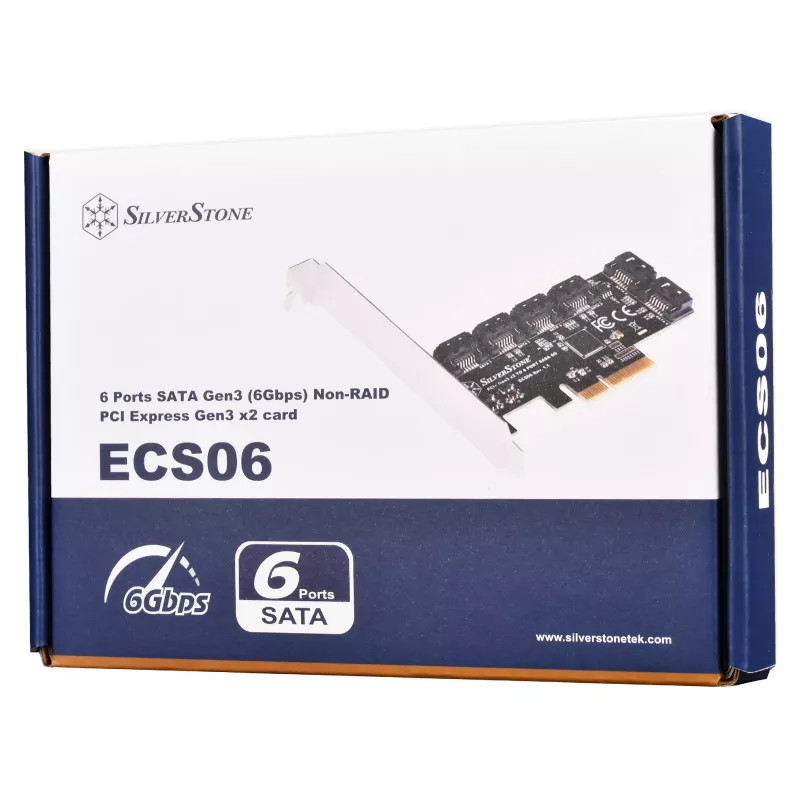 SILVERSTONE Serial ATA Controller SST-ECS06 — PCIe-Karte mit 6 SATA-Ports