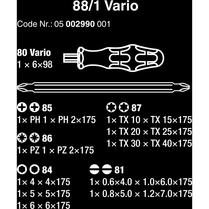 Multi-bit-Schraubendreher Wera Werkzeug-Etui Vario-Satz 11-tlg.