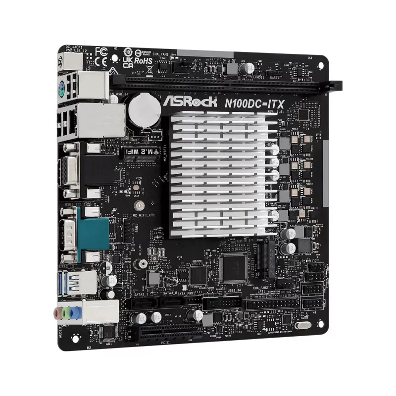 ASRock N100DC-ITX - Intel Quad-Core Prozessor N100 (bis zu 3,4 GHz) DDR4- 2 SATA3, unterstützt Intel Turbo Boost Technology Mini ITX (280) Mainboards