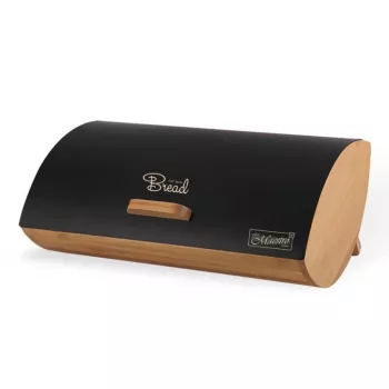 Maestro MR-1775-BLACK Brotkasten Schwarz, Holz Bambus, Metall