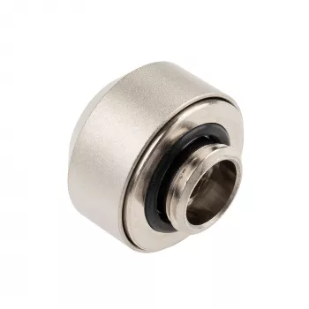 Hardtube Fitting 14 mm von OPTIMUS, satiniertes Nickel — Kompressionsverbinder für starre PC-Kühlschläuche