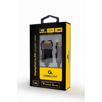 Videokabel-Adapter Gembird CC-DPM-DVIM-4K-6 – DisplayPort auf DVI, 1,8 m, 4K, schwarz