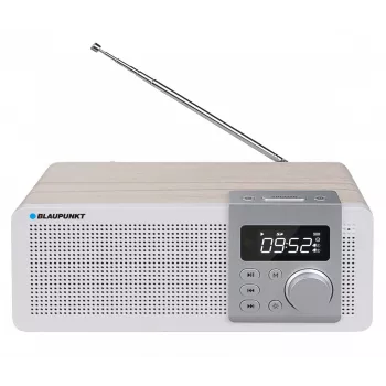 Tragbares Radio BLAUPUNKT PP14BT mit Bluetooth, MP3, MicroSD, USB und Wecker — 6 W, Batterie/Netzstrom, 230×118×90 mm