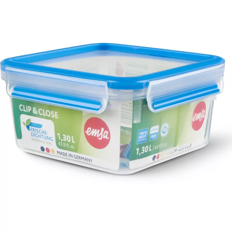 Vorratsdose EMSA Clip&Close 1,3 L quadratisch luftdicht BPA-frei, Modell 3110600387