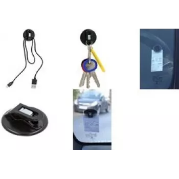 Halterset WEDO 64 301001 — universaler Parkschein- und USB-Kabelhalter, schwarzes Polystyrol