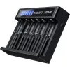 XTAR MC6C Ladegerät Multi-Slot intelligentes Ladegerät für zylindrische Li-Ion-Zellen, 6 Schächte, unterstützt 18650/21700/AA, 5V Eingang, schwarz