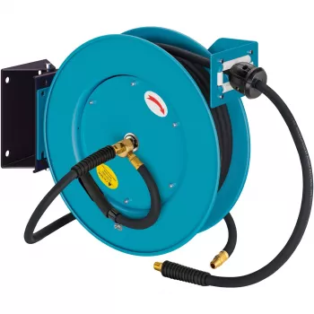 Offene Schlauchtrommel 9040OS-10, 20 Meter, Druckluftschlauch Blau, 2 Meter Anschlussschlauch