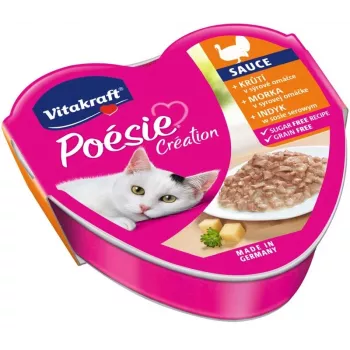 Nassfutter für Katzen Vitakraft POESIE CREATION Pute & Käse 85 g Beutel, adulte Katzen, Protein 8% Fett 5%