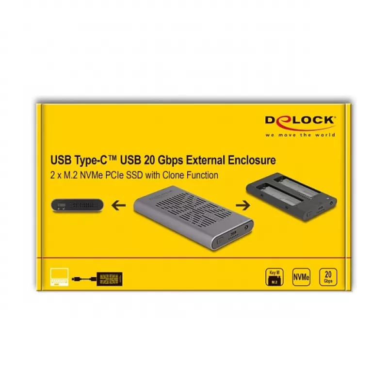 SSD-Gehäuse DeLOCK 42027 Grau M.2 10 Gbit/s USB Typ-C