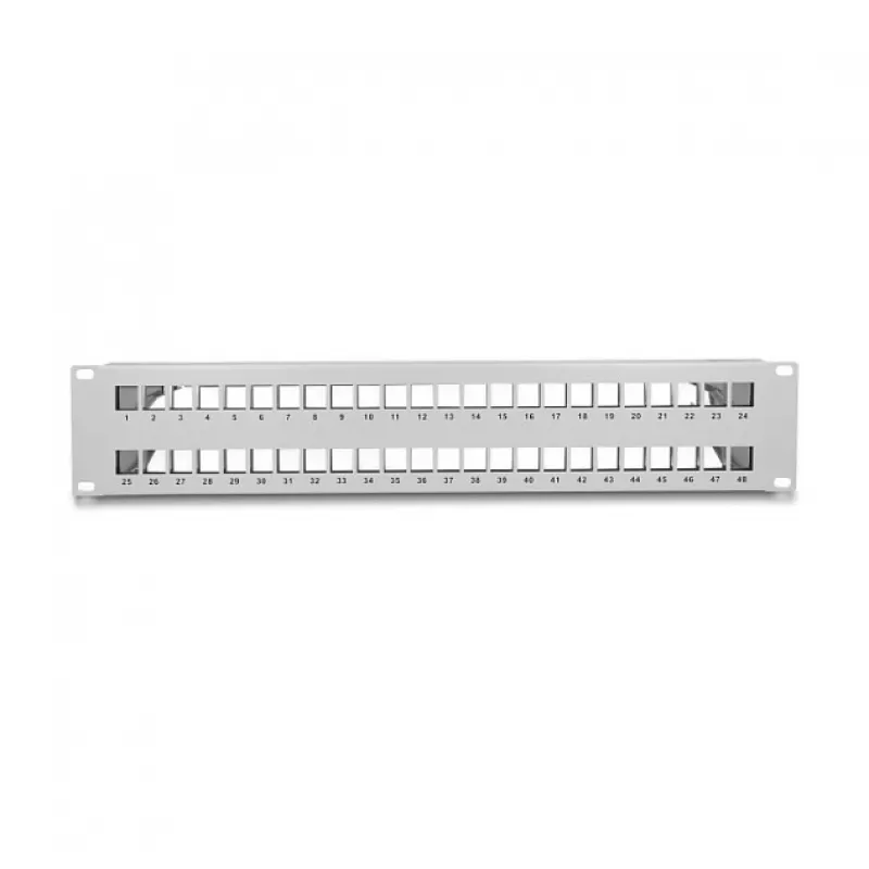 DeLOCK 19 Zoll Keystone Patchpanel 48 Port mit Zugentlastungen 2U grau