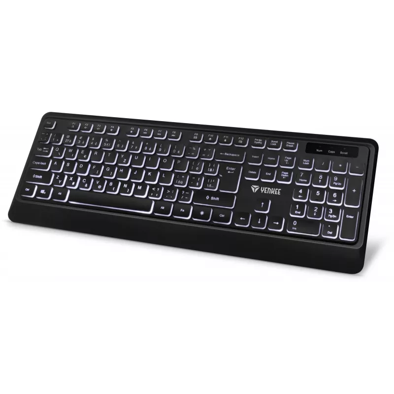 Leise USB-Tastatur mit Hintergrundbeleuchtung und flachen Tasten