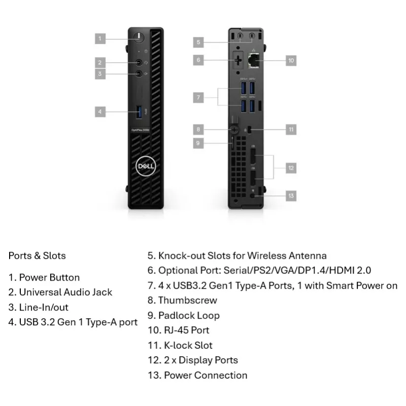 Desktop-PC Dell OptiPlex 3090 (i5-10500T, 8GB RAM, 256GB NVMe, Intel UHD 630, Windows 11 Pro) Grade A erneuert