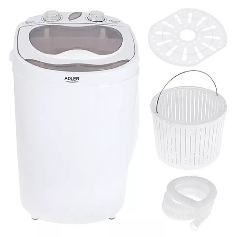 Toplader-Waschmaschine Adler AD 8055, tragbar, 3 kg Kapazität, creme, Drehregler, 150 W